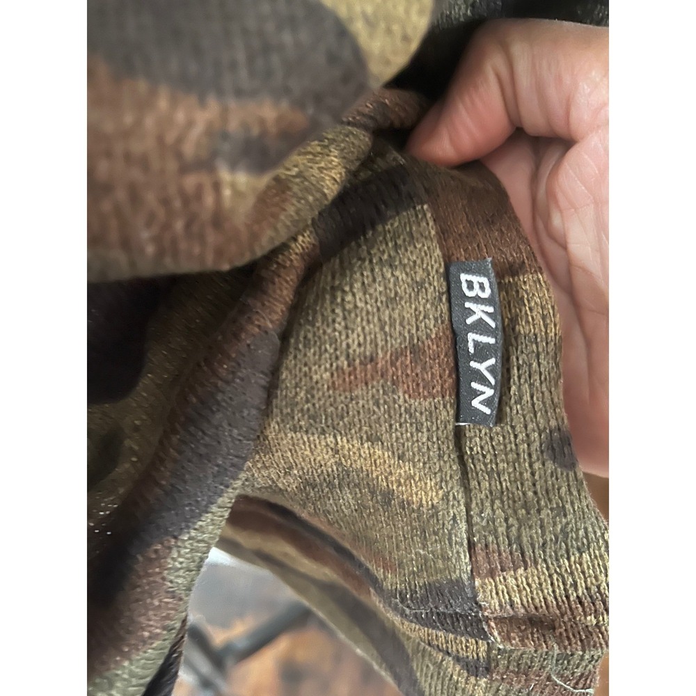 BROOKLYN‎ CLOTH Camo Knit Hoodie Mens XL Green Brown Streetwear Pullover - Picture 3 of 5